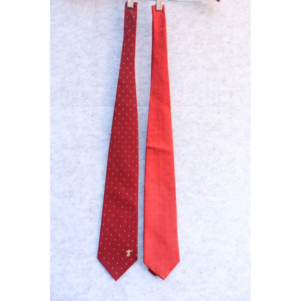 Brooks Brothers Makers & Plover Red Silk Ties Set Geometric Pattern Mens Tie Lot